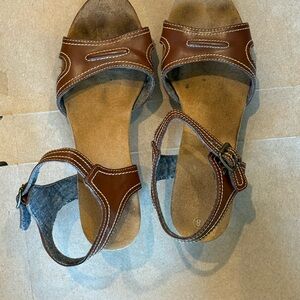 Vintage Brown Leather Strap Women's Sandals